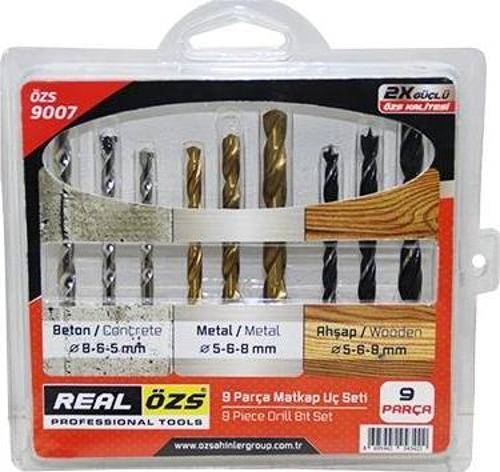 9 PARÇA  MATKAP UCU SETİ BETON - METAL - AHŞAP - 5-6-8MM-Findit