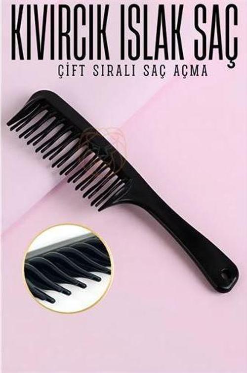 Çift Sıralı Saç Açma Tarağı Uzun Kıvırcık Islak Saç Tarağı
