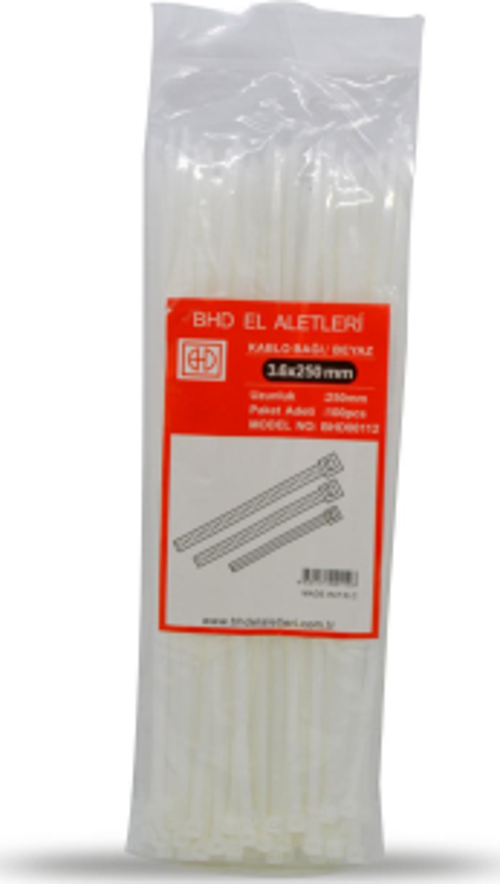 PLASTİK ÇIRT KELEPÇE 100 PARÇA BEYAZ 3.6X250MM-Findit