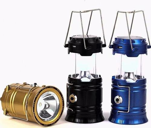 2IN1  1W+6LED SOLAR - FİŞ ŞARJLI LÖKÜS MODEL KAMP LAMBA FENER - PO WERBANK METAL TAŞIMA KULP OR-5900T-Findit