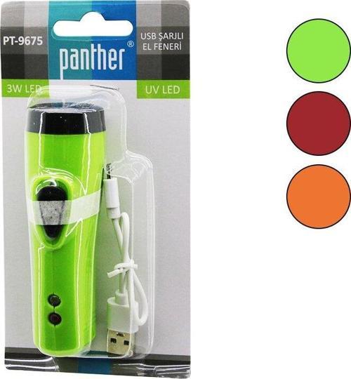 2IN1   3W LED - UV LED   USB ŞARJLI   MİNİ  EL FENERİ  MAX: 350 LUMEN PT-9675-Findit