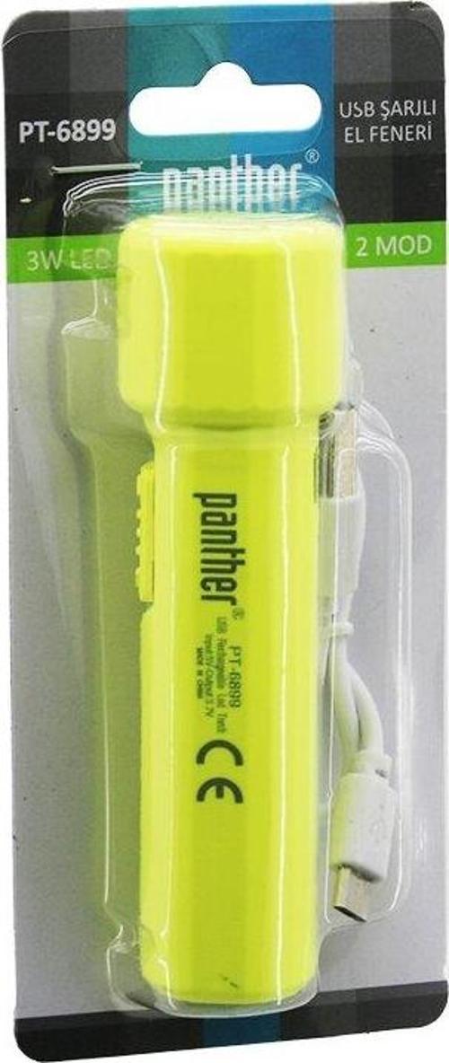 3W   USB ŞARJLI   MİNİ  EL FENERİ  2 MOD IŞIK - MAX: 500 LUMEN - 500 mAh PİL PT-6899-Findit