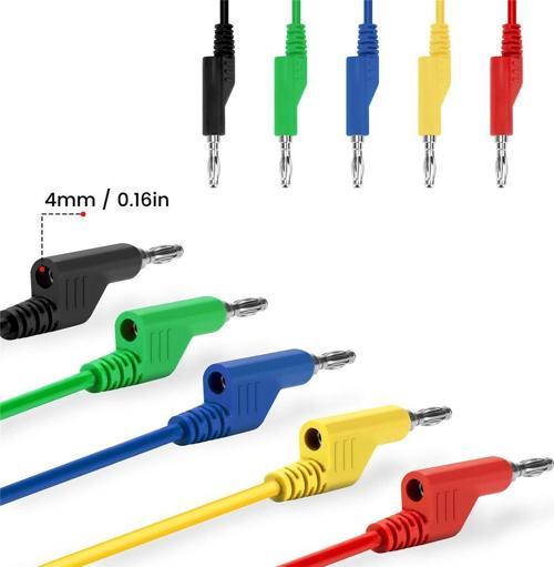 5 RENKLİ 1 METRE 1000V - 19A MULTIMETRE TEST UÇLARI KABLO KİTİ-Findit