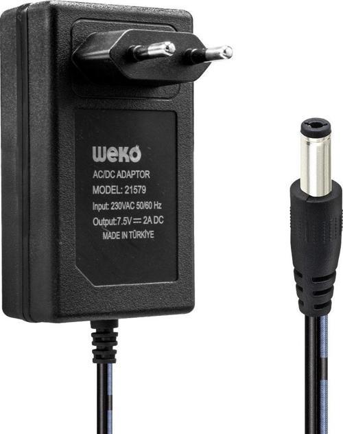 7.5 VOLT - 2  AMPER 5.5*2.5 UÇLU YERLİ ÜRETİM PRİZ TİPİ ADAPTÖR-Findit