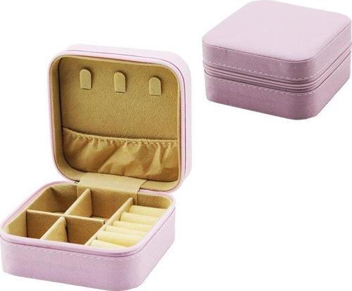 MİNİ FERMUARLI TAKI KUTUSU - ÇANTA SUNİ DERİ 4 BÖLME+6 YÜZÜKLÜK+3 KÜPELİK+FİLE =10X10CM - Y:5CM-Findit