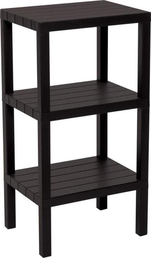 3 RAFLI SİYAH MODÜLER ÜNİTE PLASTİK 38x29x74 cm-Findit