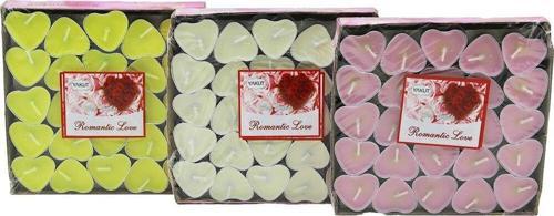 50 PCS BEYAZ - RENKLİ - KALPLİ TEA LİGHTS MUM-Findit