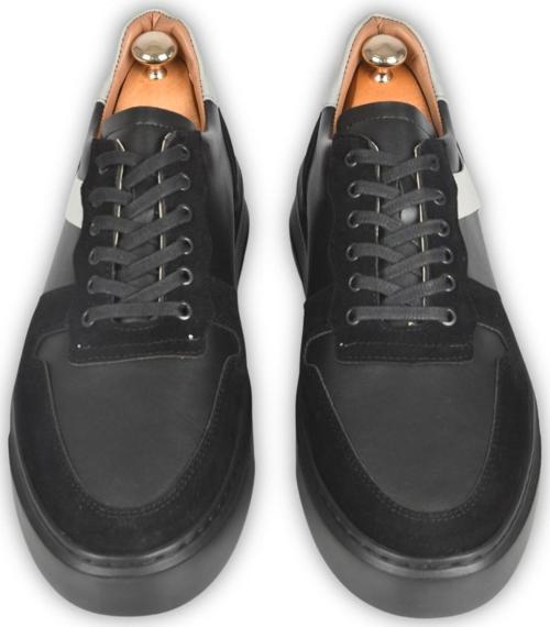 Erkek Siyah Bağcıklı Yüksek Poli Taban Spor Ayakkabı  Sneaker 2509946
