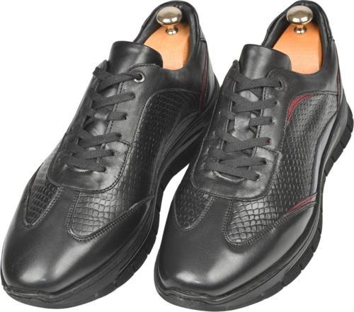 Erkek Siyah Desenli Bağcıklı Yüksek Taban Deri Spor Ayakkabı Casual Sneaker 2509994