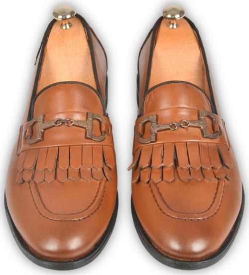 Erkek Taba Demir Tokalı Enjeksiyon Tabanlı Hakiki Deri Ayakkabı Loafer 2104493