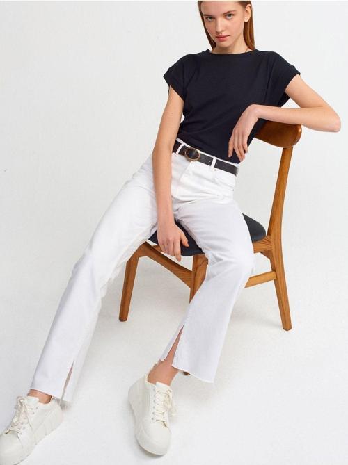 Kadın Bisiklet Yaka Basic Penye T-shirt - 3504