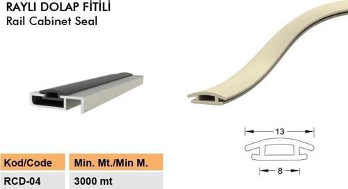 Raylı Dolap Fitili Genişlik 13 Mm Tırnak 8 Mm 25 Metre Gri