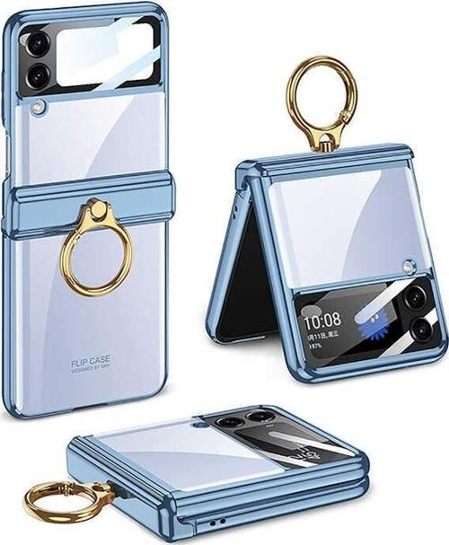 Samsung Z Flip 4 Kılıf Kıpta Yüzüklü Lens Korumalı Kapak