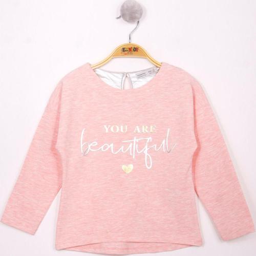 Toontoy Kız Çocuk Yazı Varaklı T-Shirt