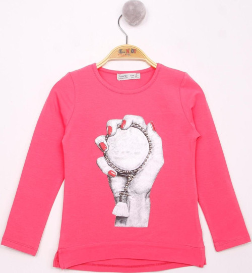 Toontoy Kız Çocuk El Baskılı T-Shirt