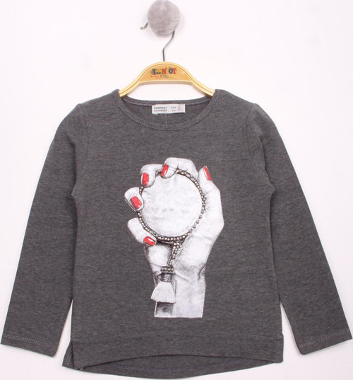 Toontoy Kız Çocuk El Baskılı T-Shirt