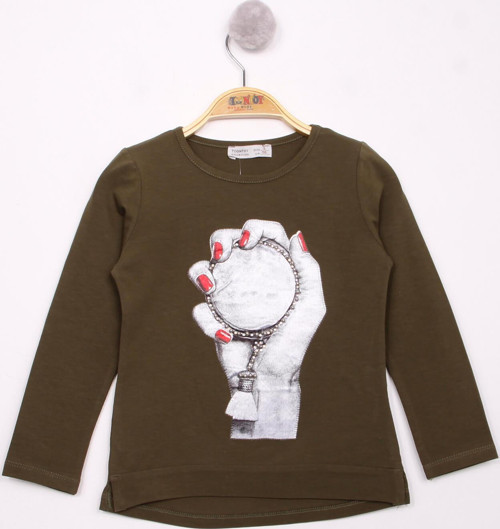 Toontoy Kız Çocuk El Baskılı T-Shirt