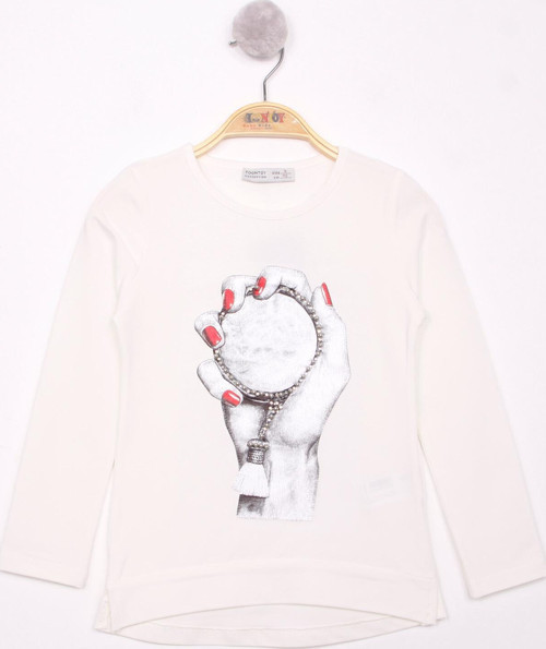 Toontoy Kız Çocuk El Baskılı T-Shirt