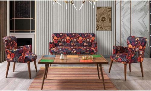 Asya 2 1 1 Sehpalı Çay Seti - Oturma Grubu - Gürgen Iskelet Bahçe Seti (Balkon - Salon - Ofis - Cafe)