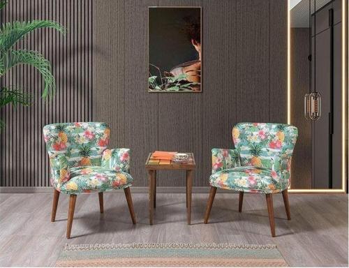 Bahar Çay Seti 2 Tekli Koltuk Sehpa (Salon - Balkon - Cafe Ofis)