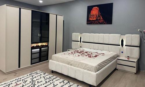 Nirvana Bazalı Şömineli Gardolaplı Yatak Odası Takımı