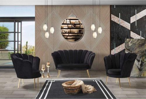Inci Siyah 2 1 1 Çay Seti - Oturma Grubu - Gürgen Iskelet Bahçe Seti (Balkon - Salon - Ofis - Cafe)