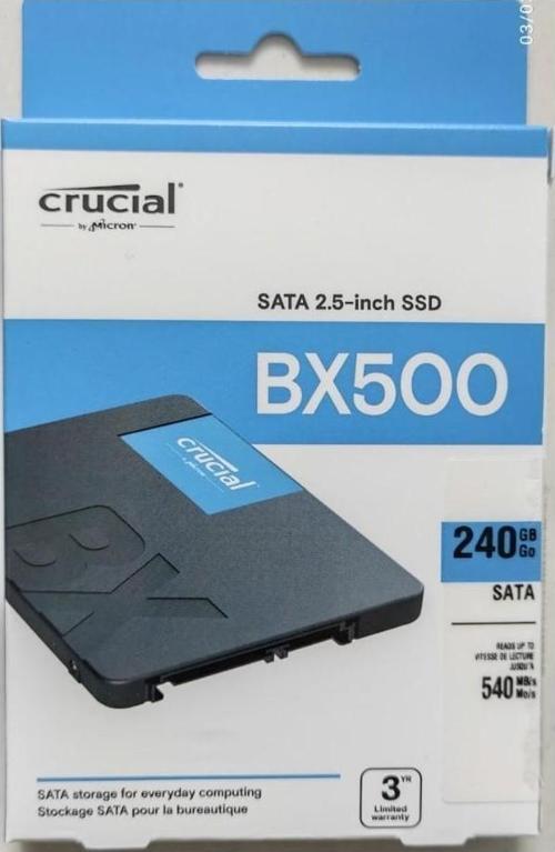 New Crucial BX500 240GB 3D Nand Sata 2,5 Sıralı Okuma 540 Mb/s Sıralı Yazma 500 Mb/s (Yenikutusuyla)