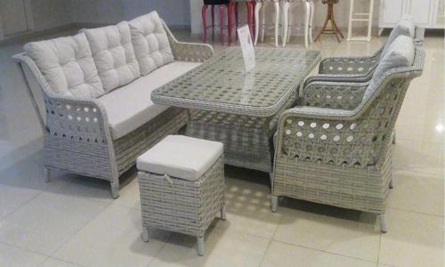 Lumars Rattan Bahçe Mobilyası - Bahçe Koltuk Takımı 3 1 1 Masa 2 Puf