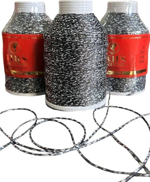 Siyah Gri Simli İp, Oya, Şal, Dantel, Örgü İpi 100 Gr