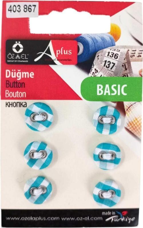 6 Adet Mavi Ekose Desenli Pitikare Bebek Düğme, Çocuk Düğme, Gömlek Kazak Yelek Düğmesi 403 867