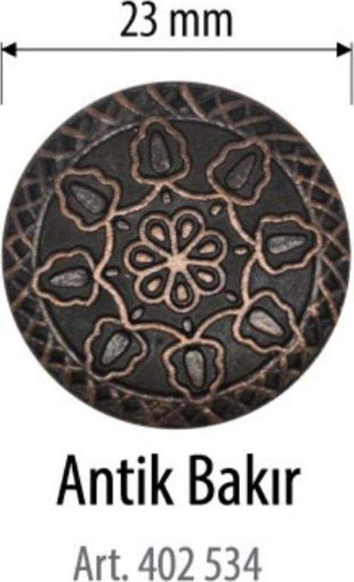 Antik Bakır Desenli 2 Adet 23 Mm Düğme, Gömlek Bluz Elbise Düğmesi 402 534