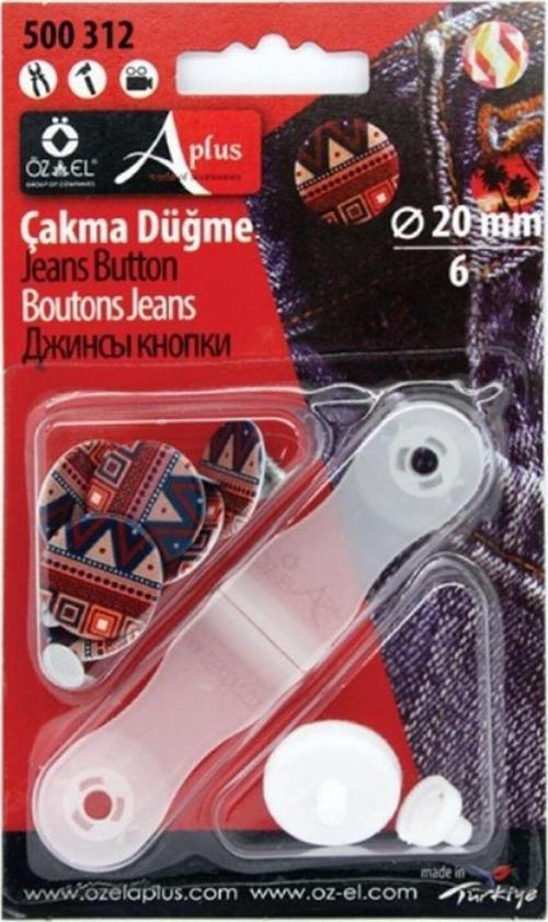 Bordo Mavi Renkli Metal Çakma Düğme Seti 20 Mm 6 Adet Çakma Düğme Aparatı Seti 500 311