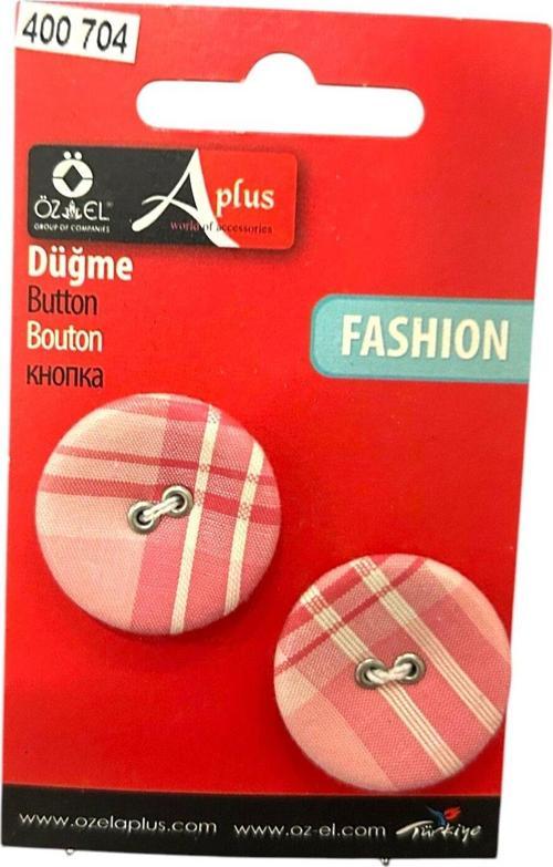 Büyük Boy 2 Adet Pembe Kumaş Fashion Tasarım Düğme,  25 Mm Etek Bluz Düğmesi 40 704