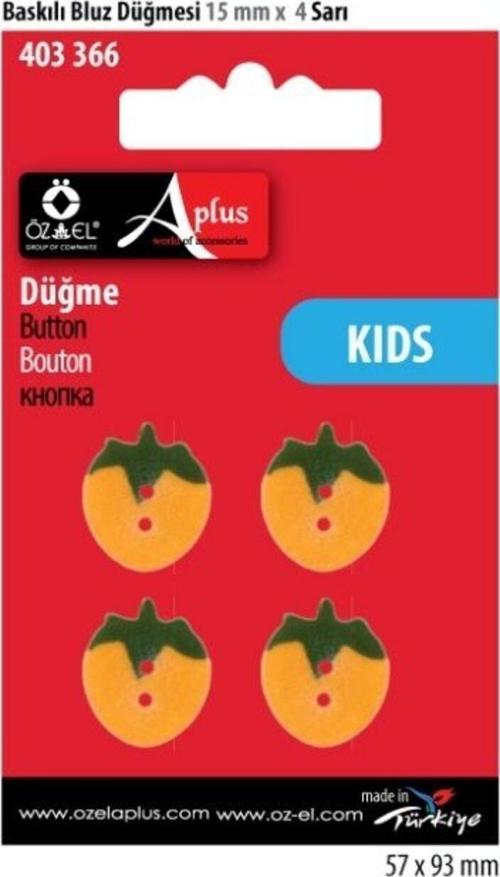 Çilek Şekilli Sarı Yeşil Renk 4 Adet 15 Mm Bebek Düğme, Çocuk Kazak, Yelek, Gömlek Düğmesi 403 366