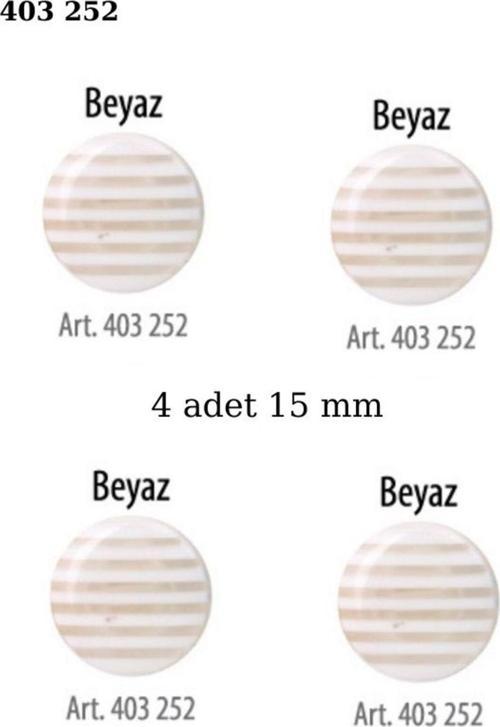 Çizgili Beyaz 4 Adet 15 Mm Bebek Düğme, Çocuk Düğme 403 252