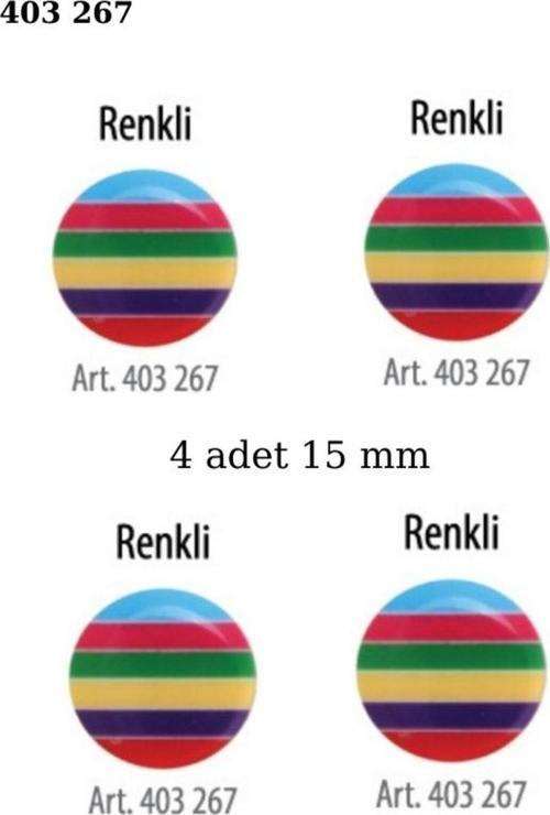 Çizgili Çok Renkli 4 Adet 15 Mm Bebek Düğme, Çocuk Düğme 403 267