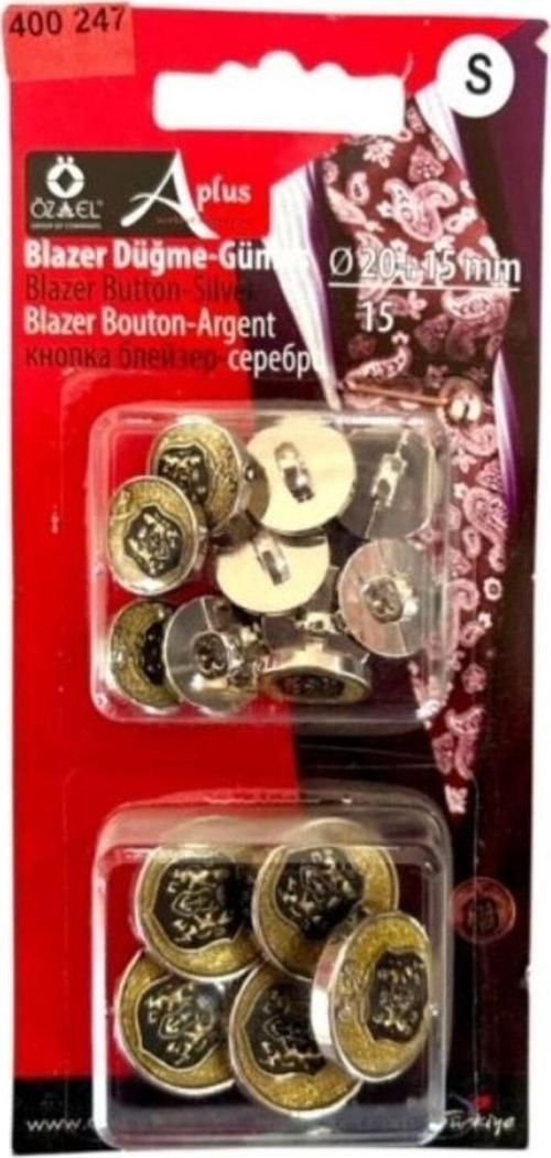 Erkek Blazer Düğme, Metalize Ceket Düğmesi, Gümüş Rengi Düğme 400 247