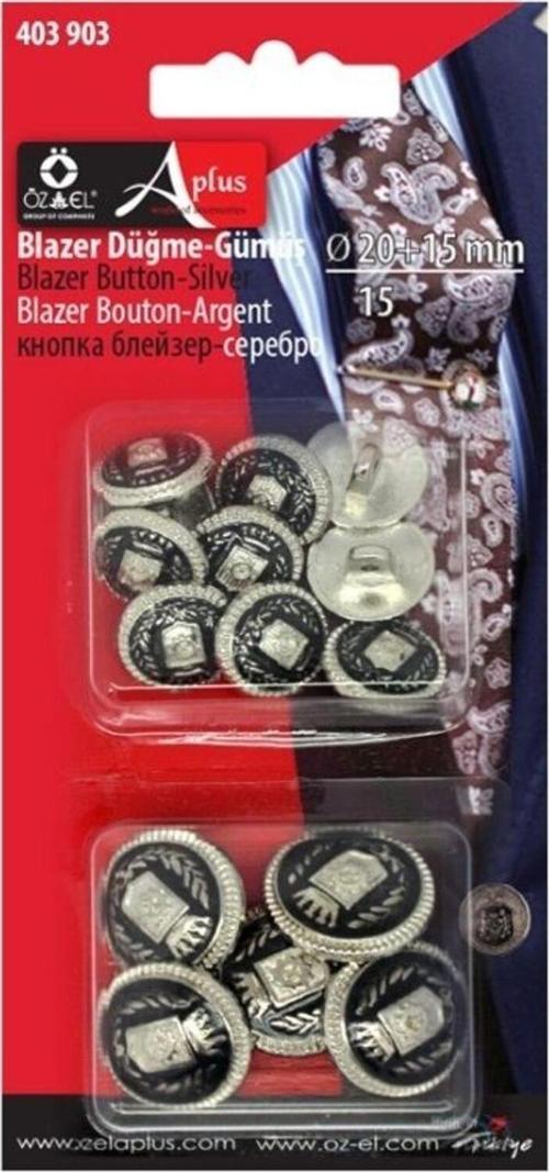 Erkek Blazer Düğme, Metalize Ceket Düğmesi, Gümüş Rengi Düğme 403 903