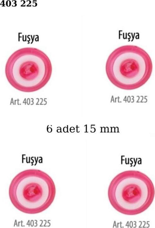 Fuşya Renk 6 Adet Beyaz Şeritli 15 Mm Bebek Düğme, Bebek Kazak, Yelek, Gömlek Düğmesi 403 225