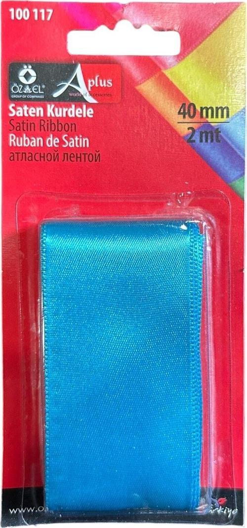 Mavi Saten Kurdele, Paketlik Kurdele 4 Cm 2 Mt 00 117
