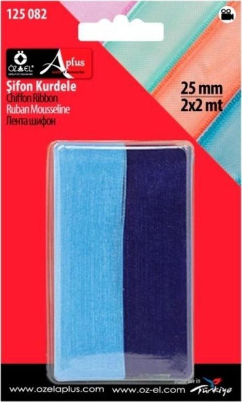 Mavi Ve Saks Mavi 2'Li Organze Kurdele, Paketlik Kurdele 2,5 Cm 2 2 Mt 125 082