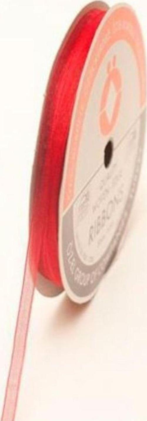 Mini Makara  Kırmızı Organze Kurdele, Paketlik Kurdele, 1 Cm 5 Mt 125 007