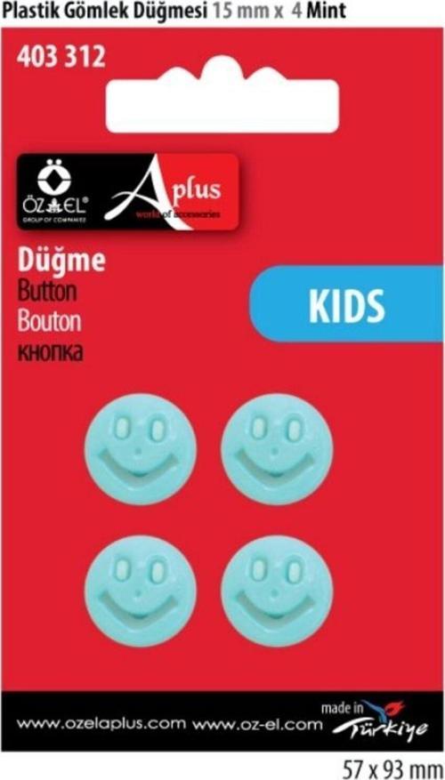 Gülen Yüz Şekilli Mavi Renk 4 Adet 15 Mm Bebek Düğme, Bebek Kazak, Yelek, Gömlek Düğmesi 403 312