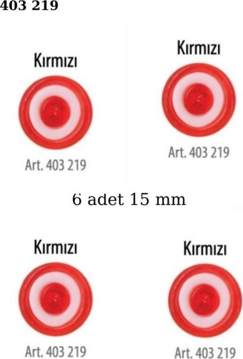 Kırmızı Renk 6 Adet Beyaz Şeritli 15 Mm Bebek Düğme, Bebek Kazak, Yelek, Gömlek Düğmesi 403 219