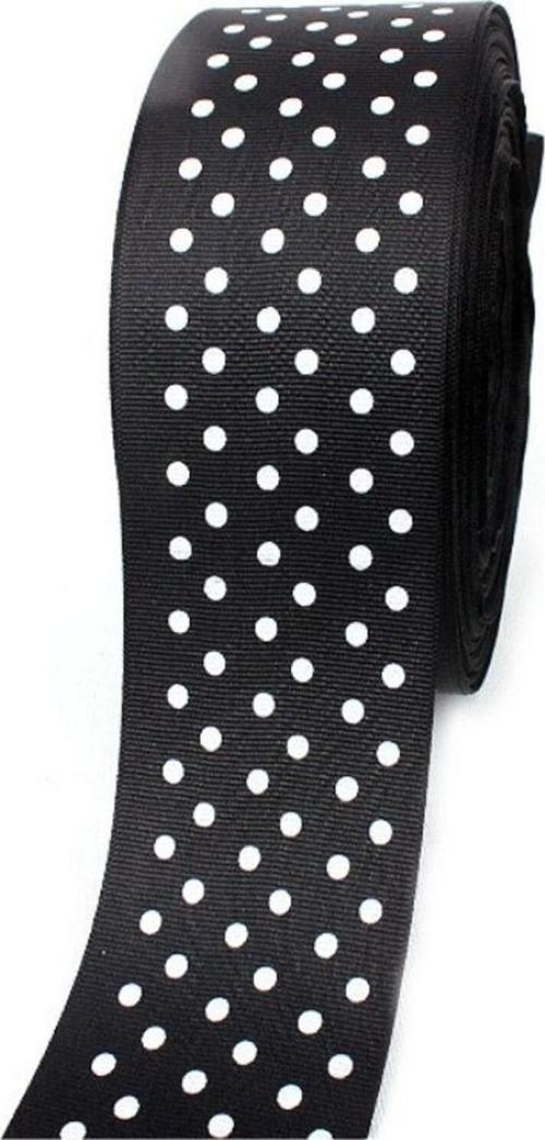 Siyah Beyaz Puantiyeli Grogren Kurdele, Paketlik Kurdele  5 Cm 5 Mt 140 177
