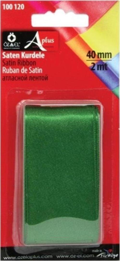 Yeşil Saten Kurdele, Paketlik Kurdele 2 Mt 4 Cm 100 120