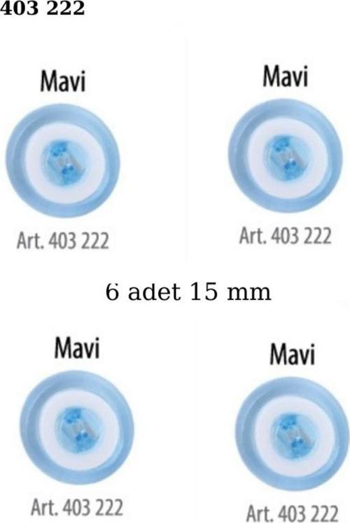 Mavi Renk 6 Adet Beyaz Şeritli 15 Mm Bebek Düğme, Bebek Kazak, Yelek, Gömlek Düğmesi 403 222