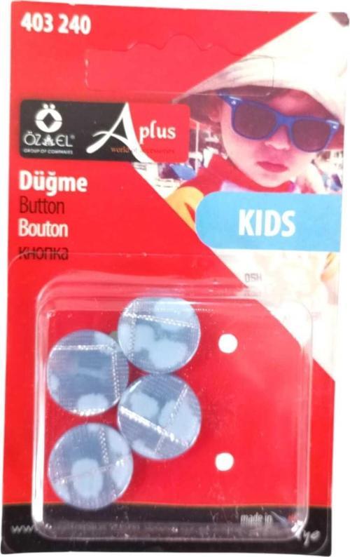 Mavi Simli 4 Adet 15 Mm Bebek Düğme, Çocuk Düğme, Gömlek Kazak Yelek Düğmesi 403 240