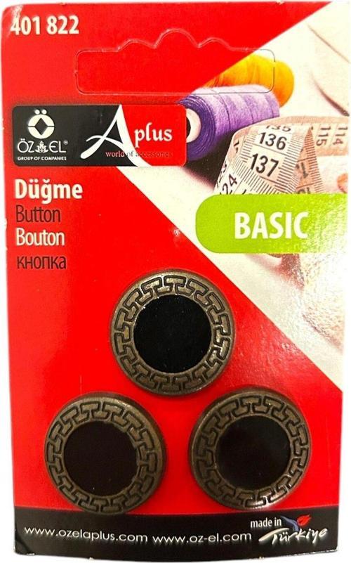 Metal Siyah Taşlı Şık Özel Tasarım Fashion Düğme, 3 Adet 20 Mm Kol Düğmesi, Kazak Düğme 401 822