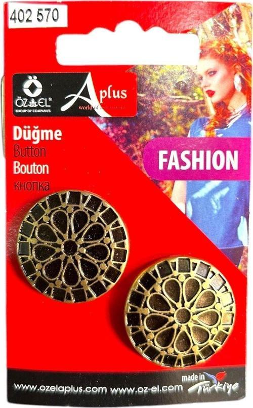 Metalize Özel Tasarım Fashion Düğme, 2 Adet 25Mm Pirinç Rengi Görünümlü, Kazak, Bluz Düğmesi 402 570